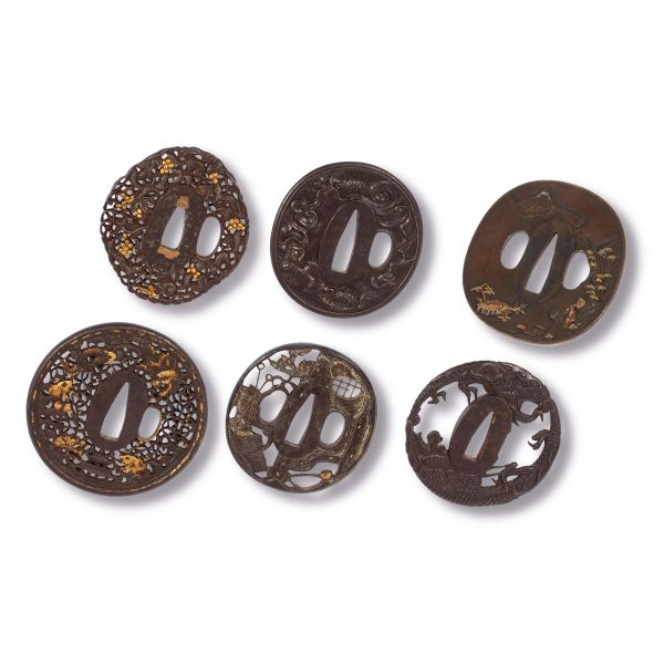 



A GROUP OF SIX TSUBA, JAPAN, MEIJI PERIOD, 19TH CENTURY