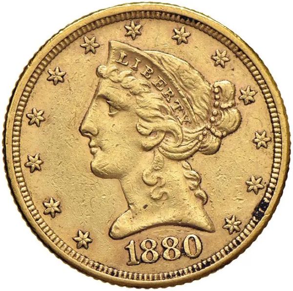 STATI UNITI 5 DOLLARI 1880