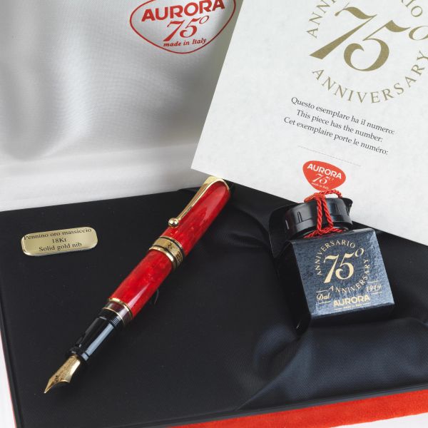 AURORA OPTIMA 75&deg; ANNIVERSARY RED FOUNTAIN PEN N. 1156