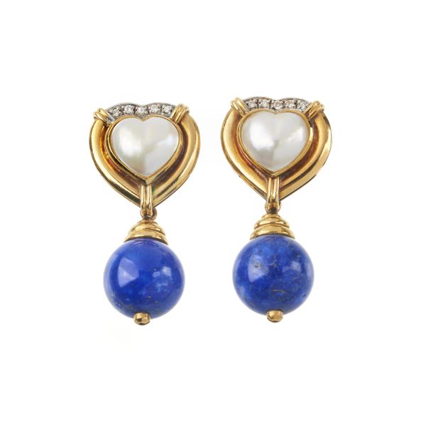 



LAPISLAZULI AND MABE PEARL DROP EARRINGS IN 18KT YELLOW GOLD