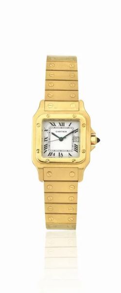 OROLOGIO DA POLSO CARTIER SANTOS AUTOMATIQUE N. 296-1002-11, IN&nbsp; ORO GIALLO 18 K