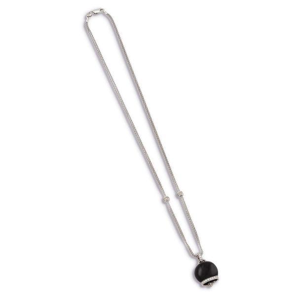 Chantecler - 



CHANTECLER ONYX AND DIAMOND BELL CHAIN NECKLACE IN 18KT WHITE GOLD