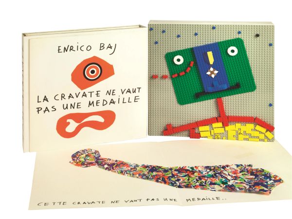 (Edizioni di pregio – Illustrati 900) BAJ, Enrico. La cravate ne vaut pas une medaille. Genève, Rousseau, 1972.