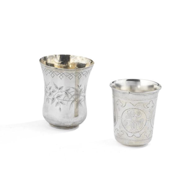 TWO LITTLE SILVER GLASS, MOSCA 1877 AND TURKEY, END OF 19TH CENTURY