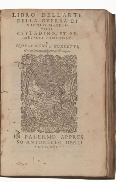 MACHIAVELLI, Niccol&ograve;. Libro dell&rsquo;arte della guerra. In Palermo
