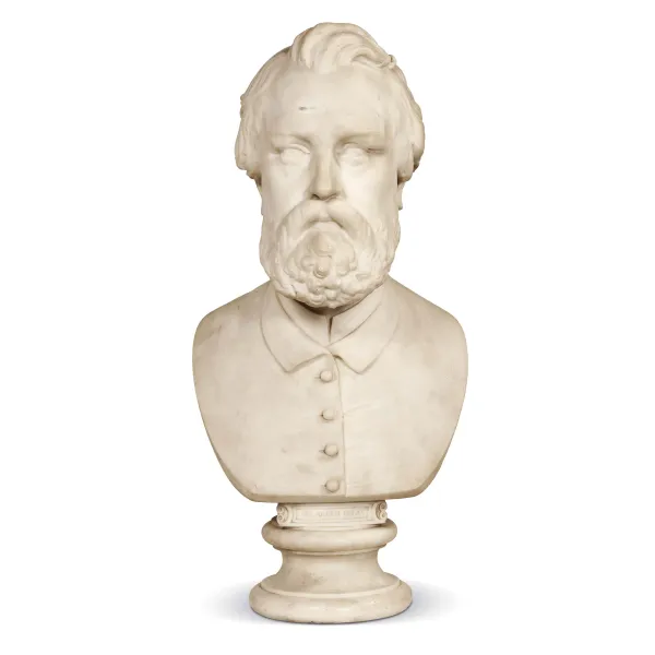 Sculptor of 19th century, a male bust, white marble