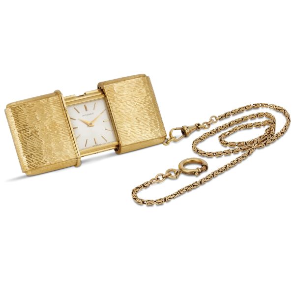 MOVADO ERMETO YELLOW GOLD&nbsp; POCKET WATCH/TABLE WITH CHAIN