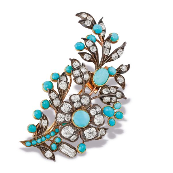 



SPILLA FLOREALE CON DIAMANTI E TURCHESI