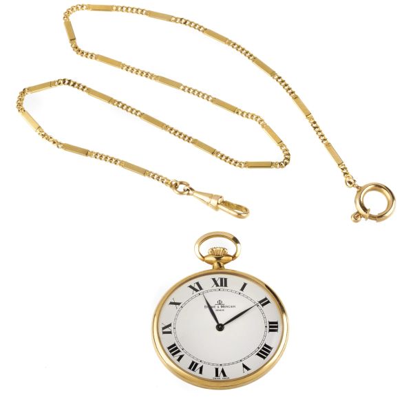 



BAUME ET MERCIER YELLOW GOLD POCKET WATCH WITH A CHAIN