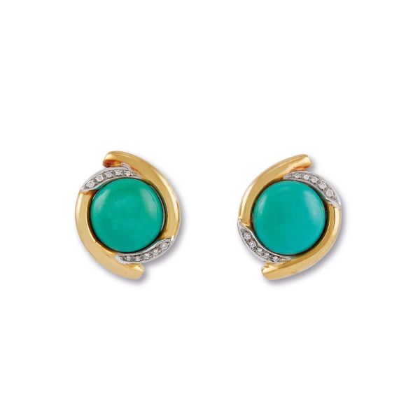 



TURQUOISE AND DIAMOND EARRINGS IN 18KT TWO TONE GOLD
