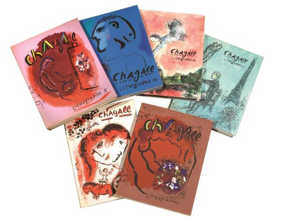 (Edizioni di pregio &ndash; Illustrati 900) CHAGALL, Marc &ndash; MOURLOT, Fernand &ndash; CAIN, Julien et al. Chagall lithographe. [I-VI]. Andr&eacute; Sauret &Eacute;diteur, 1960-1986.