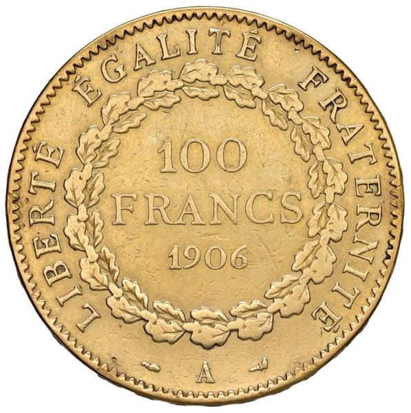 FRANCIA. TERZA REPUBBLICA (1871-1940). 100 FRANCHI 1906 PARIGI