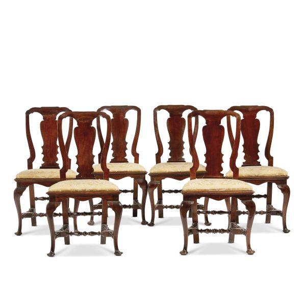 A GROUP OF SIX TUSCAN CHAIRS, 18TH CENTURY