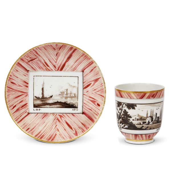 TAZZINA CON PIATTINO, DOCCIA, MANIFATTURA GINORI, 1790 CIRCA