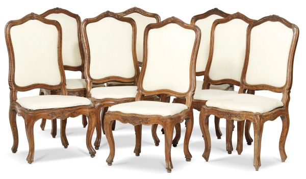 A GROUP OF EIGHT GENOESE CHAIRS, 18TH CENTURY