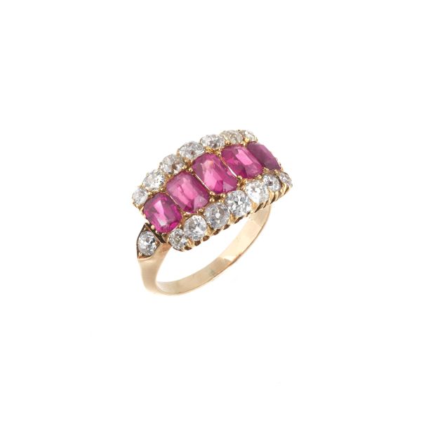 RUBY AND DIAMOND RING IN 18KT ROSE GOLD