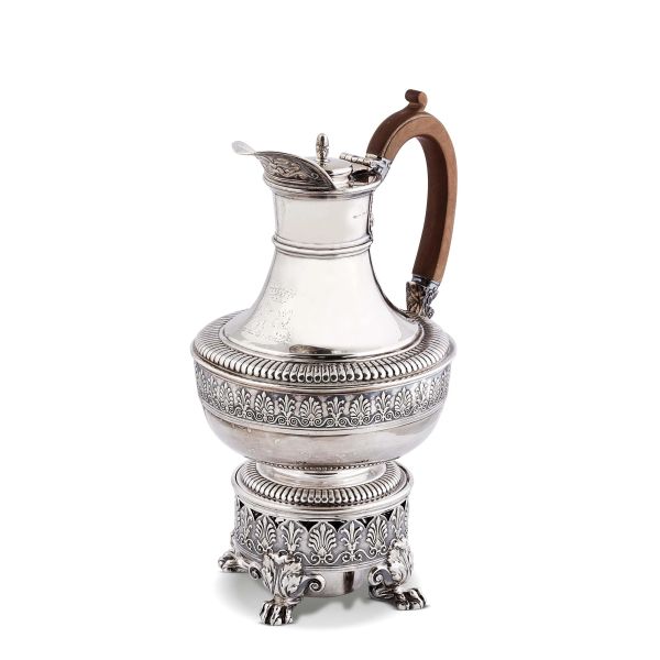 COFFE POT ON STAND WITH BURNER, PAUL STORR, LONDON, EARLY 19TH CENTURY