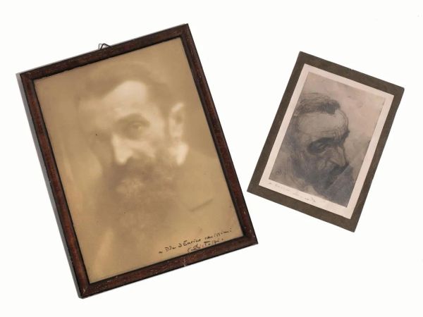 BISTOLFI, Leonardo (1859-1933). Due ritratti fotografici in bianco e nero&nbsp;
