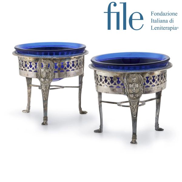 TWO SILVER SALT CELLAR, BOLOGNA, FIRST HALF OF THE 19TH CENTURY, MARKS OF GAETANO BETTOLI