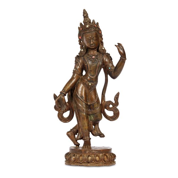 



SCULTURA IN BRONZO RAFFIGURANTE DIVINIT&Agrave; FEMMINILE, TIBET, SEC. XIX