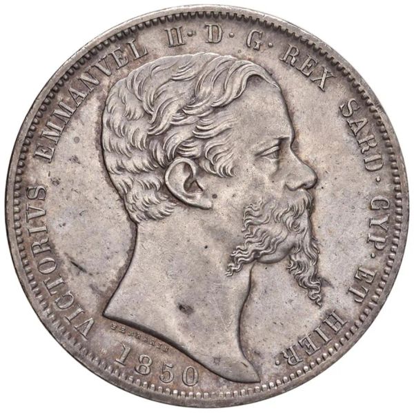 SAVOIA, REGNO DI SARDEGNA, VITTORIO EMANUELE II (1849-1861), 5 LIRE 1850 GENOVA