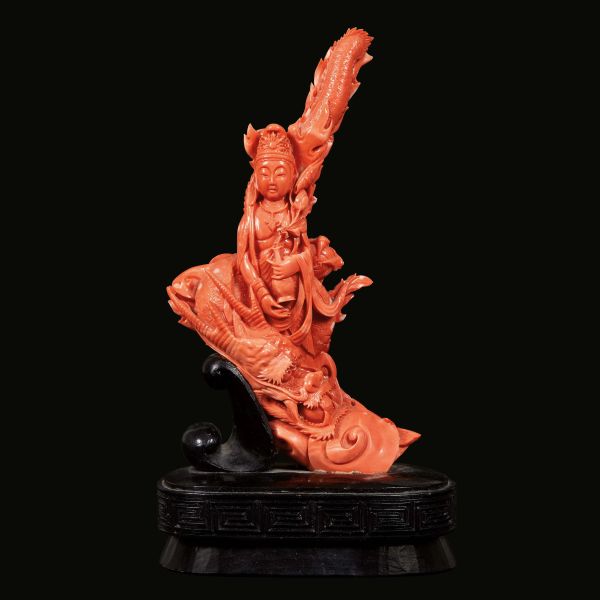 



A RED CORAL FIGURE OF GUANYIN, CHINA, QING DYNASTY, 19TH CENTURY