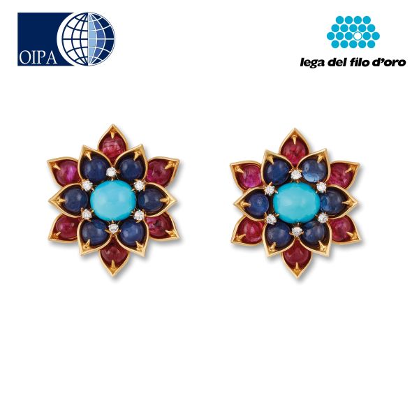 Bulgari - 



BULGARI MULTI GEM FLOWER EARRINGS IN 18KT YELLOW GOLD