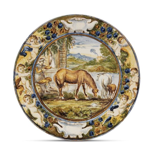 A SMALL PLATE (PIATTELLO), CASTELLI D'ABRUZZO, SECOND HALF 18TH CENTURY