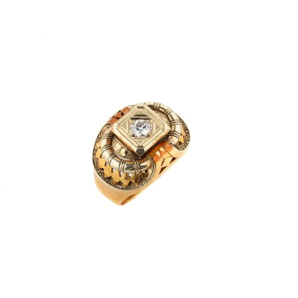 DIAMOND DOME RING IN 18KT TWO TONE GOLD