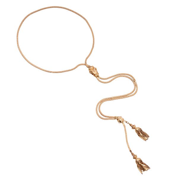 LONG UP AND DOWN NECKLACE IN 18KT YELLOW GOLD