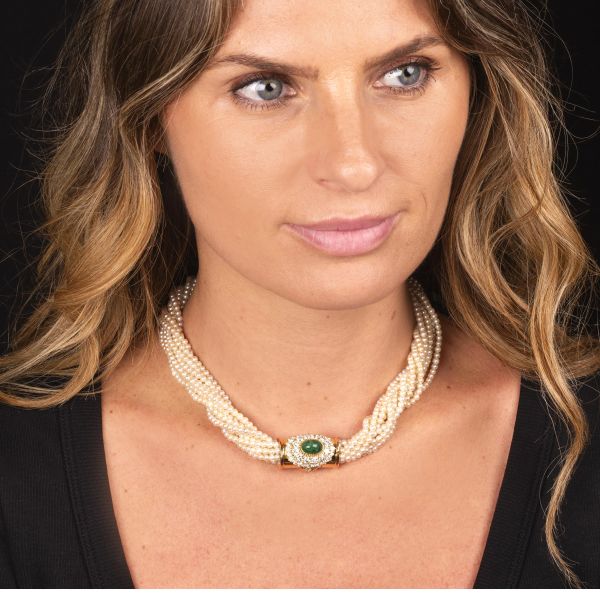 COLLANA TORCHON MULTIFILO CON PERLE