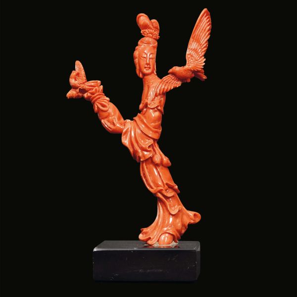 



CORAL CARVING DEPICTING A FEMALE FIGURE WITH A BIRD, CHINA, QING DYNASTY, 19TH CENTURY