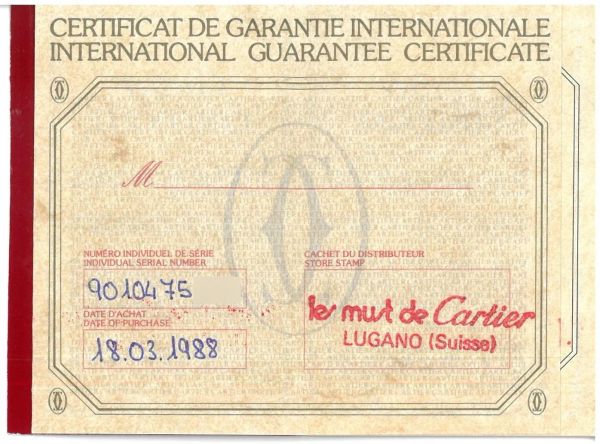 CARTIER MUST DE CARTIER 21 N. 9010475XX ANNO 1988