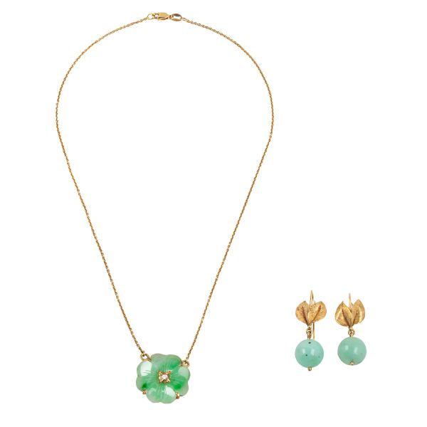 DEMI PARURE IN ORO E GIADA