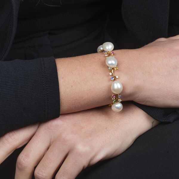 SCHOEFFEL BRACCIALE A TRALCIO CON PERLE E ZAFFIRI