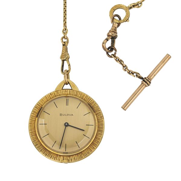 



BULOVA YELLOW GOLD POCKET WATCH WITH A CHAIN