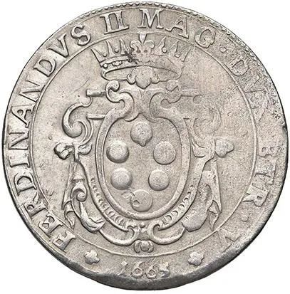 LIVORNO FERDINANDO II DE&rsquo; MEDICI (1621-1670) MEZZA PEZZA DELLA ROSA 1665&nbsp;