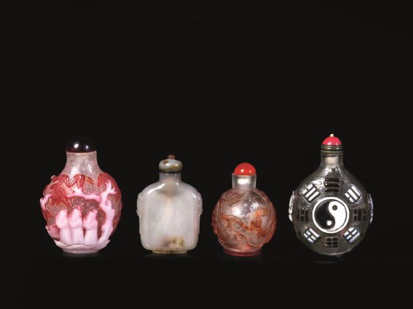 QUATTRO SNUFF BOTTLES, CINA, PRIMA METÀ DEL SEC. XX