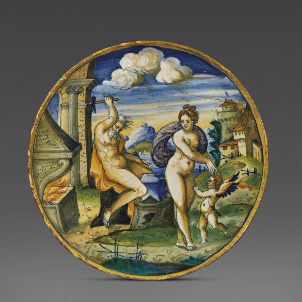 A FOOTED DISH (ALZATA), VENICE, MASTRO DOMENICO AND COWORKERS, CIRCA 1570