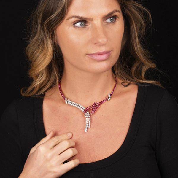COLLIER CON RUBINI E DIAMANTI