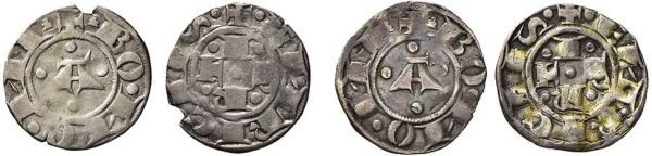 REPUBBLICA, MONETAZIONE A NOME DI ENRICO VI IMPERATORE (1191-1337), 2 BOLOGNINI GROSSI CON MONTICELLI