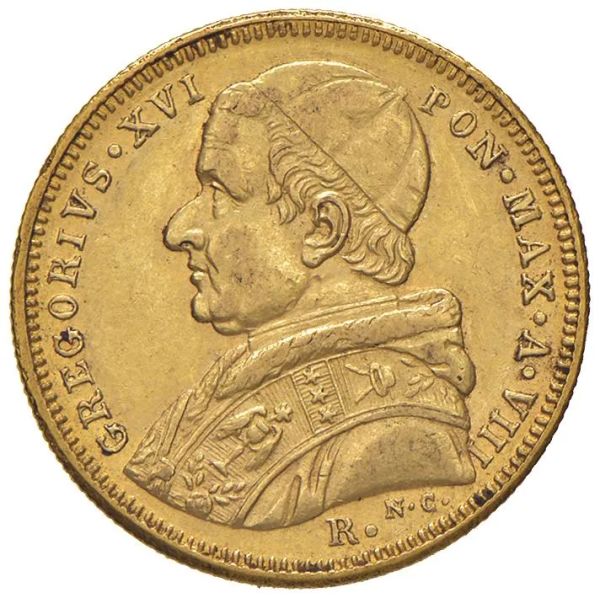     ROMA. STATO PONTIFICIO. GREGORIO XVI (1831-1846) 5 SCUDI 1838 an. VIII  