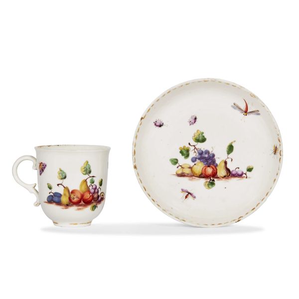 A NYMPHEMBURG CUP WITH SAUCER, GERMANY, CIRCA 1750