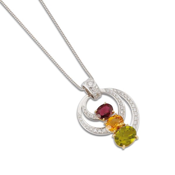 



MASSONI COLLANA CON PIETRE SINTETICHE E DIAMANTI