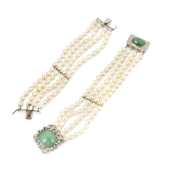 



NECKLACE WITH PEARLS, DIAMONDS AND HARD STONE