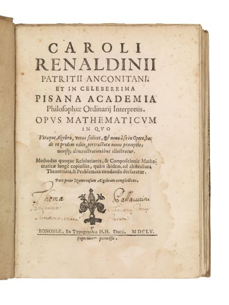 (Matematica) RINALDINI, Carlo. Opus mathematicum. Bononiae, H.H. Ducij, 1655.