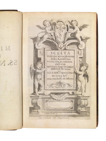 (Illustrati 600 - Demoni) LOTTINI, Giovanni Angelo. Scelta d&rsquo;alcuni miracoli e grazie della Santissima Nunziata di Firenze. [Firenze, appresso P. Ceconcelli, 1619].