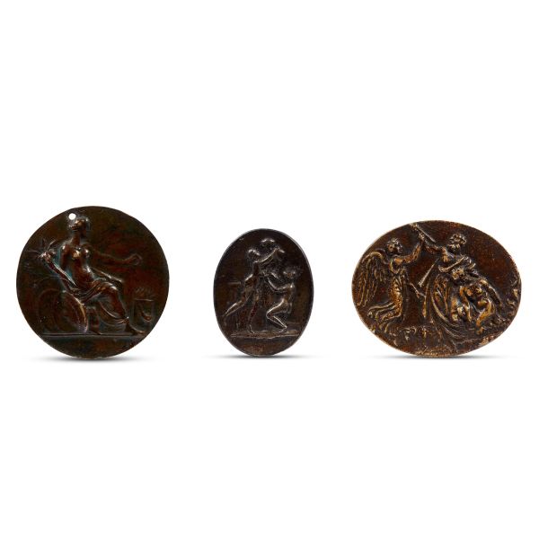 



After Valerio Belli, 16th century, The Peace and two mythological scenes, bronze