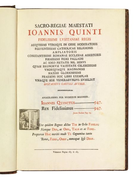 (Enigmistica - Giochi - Poesia figurata) CARTOLI, Eustachio. Pro neo-C&aelig;sare Eustachii Cartoli sistrum. Florenti&aelig;, ex typographia Bernardi Paperinii, 1746.