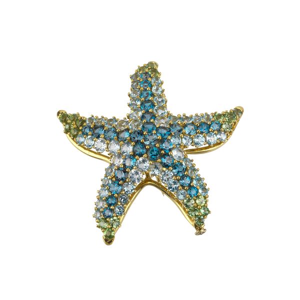 Spilla da bavero placcata in oro a forma di stella marina, regalo di compleanno marino, opzione scatola personalizzata - Italia